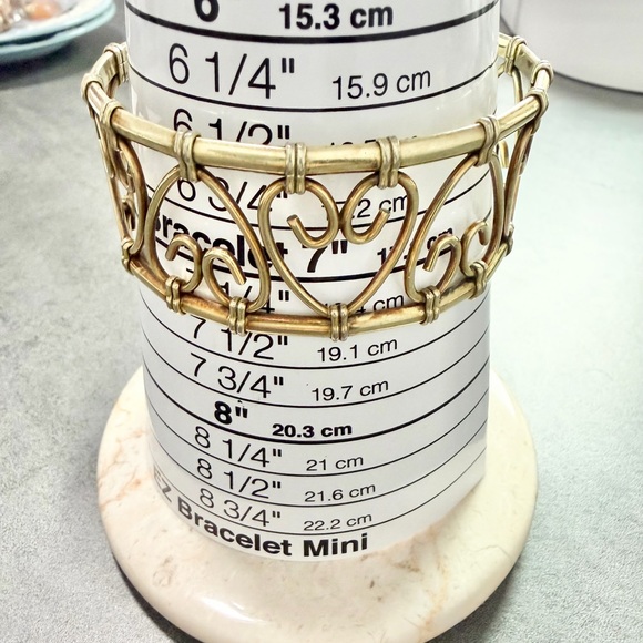 Vintage Krementz Gold Filled Open Heart Wide Cuff Bracelet with Scrollwork - Picture 5 of 5